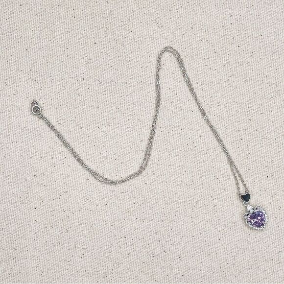 NEW STERLING SILVER | Amethyst Heart Pendant and Chain - Picture 2 of 3